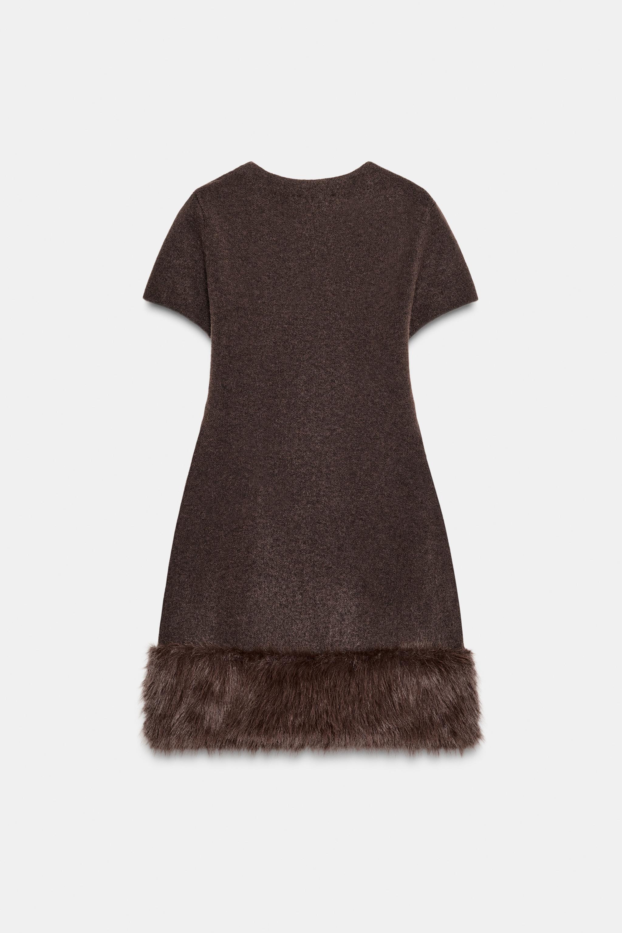 FAUX FUR KNIT DRESS
